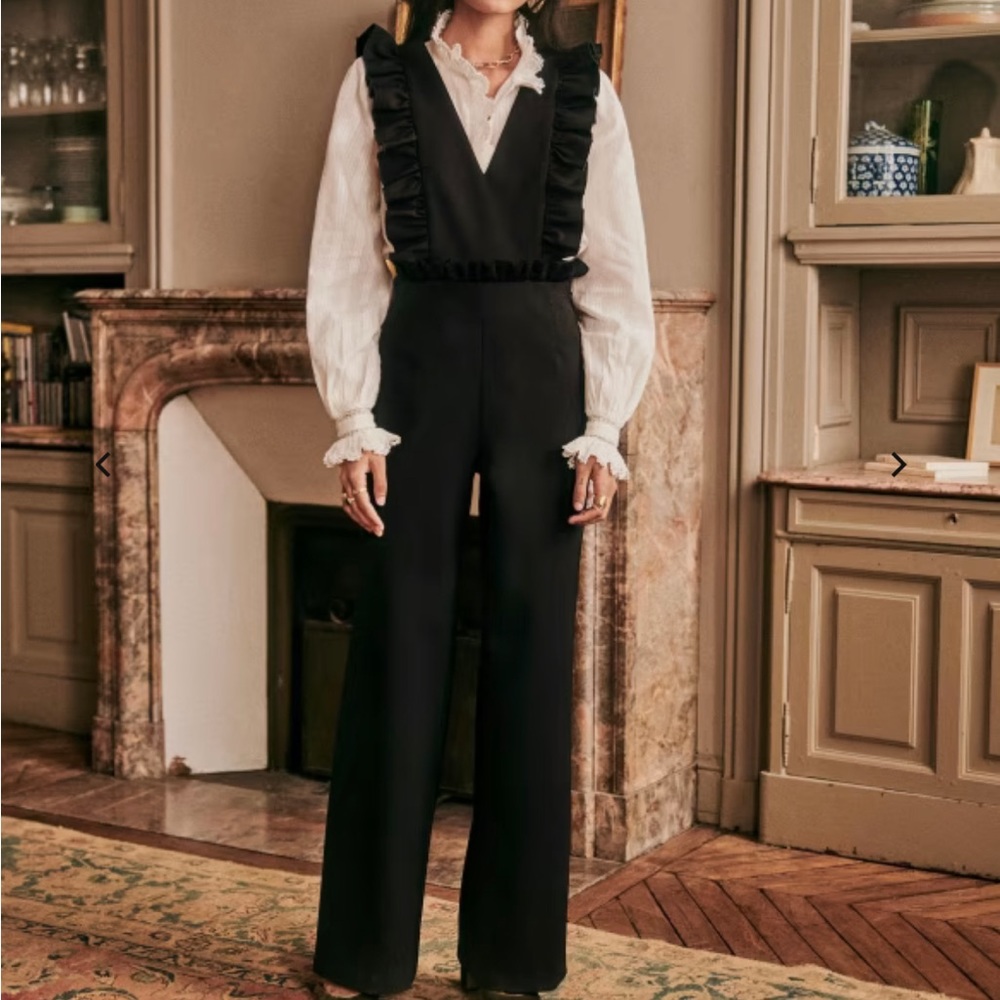Sezane Solline Black Jumpsuit Sz 42 / US 10 NWT